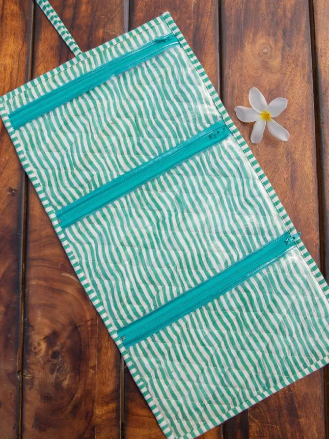 Yellow Ikat Foldable Jewellery Pouch