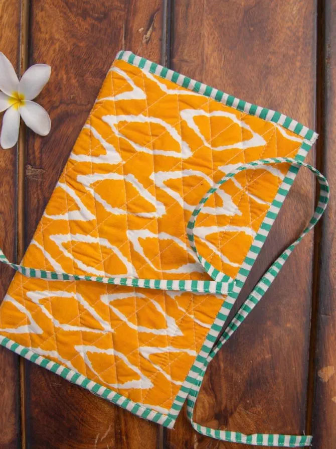 Yellow Ikat Foldable Jewellery Pouch