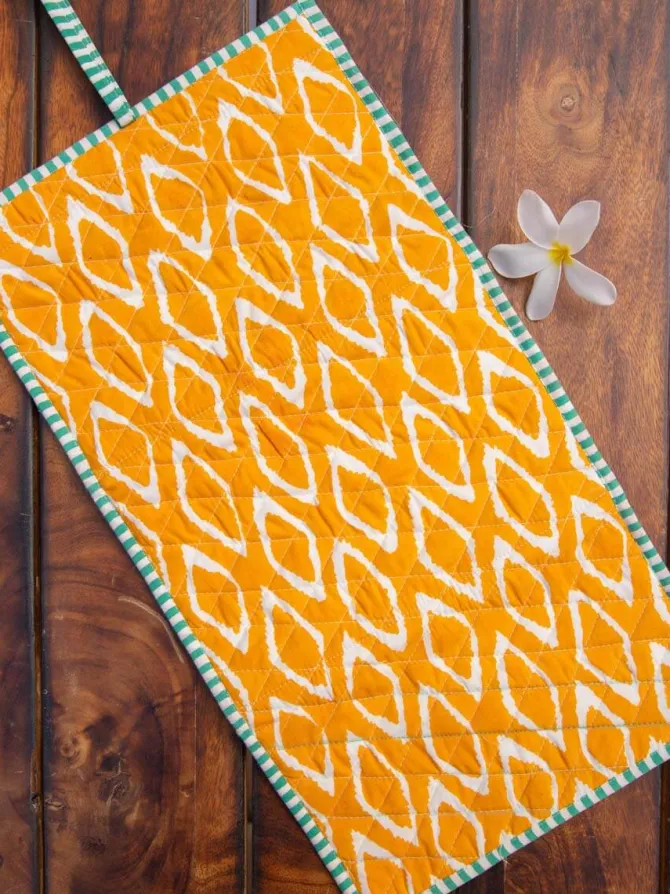 Yellow Ikat Foldable Jewellery Pouch