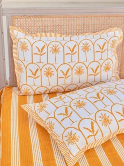 Yellow Stripes Cotton Bedsheet