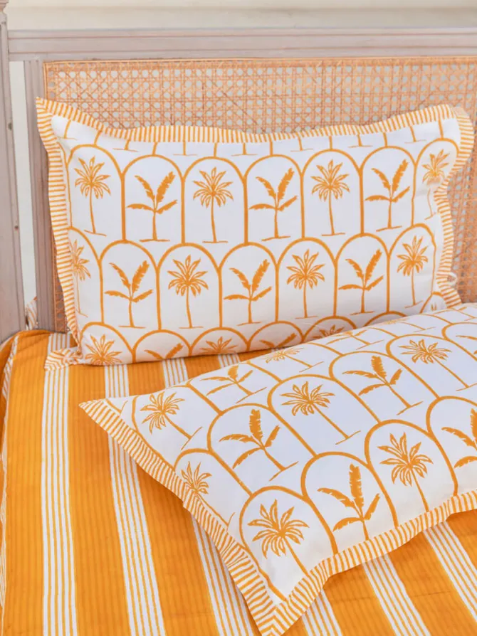 Yellow Stripes Cotton Bedsheet