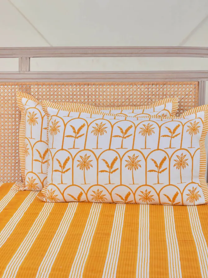 Yellow Stripes Cotton Bedsheet