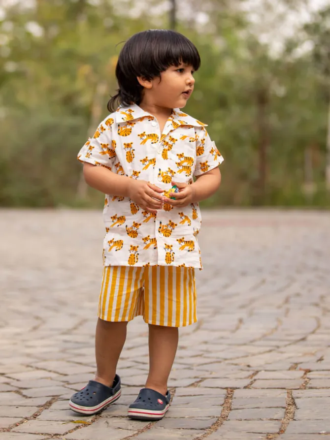 Yellow Stripes Organic Cotton Shorts