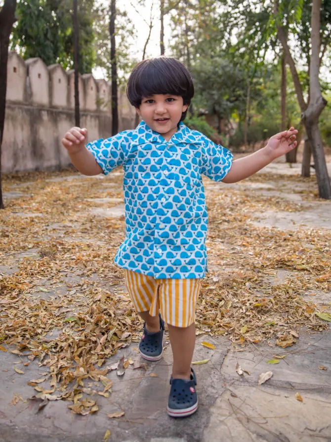 Yellow Stripes Organic Cotton Shorts
