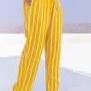Yellow Stripes Slub Folded Trousers