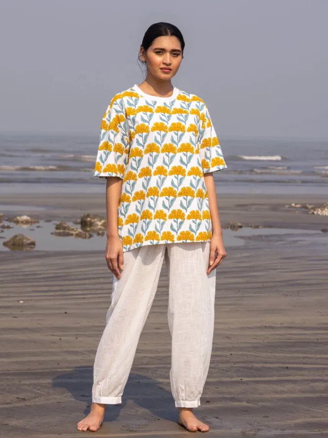 Yog Hand Block Printed Comfort Fit T-shirt