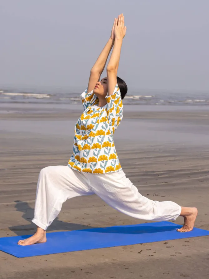 Yog Hand Block Printed Comfort Fit T-shirt
