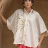 Zoe Sequined Cotton Poncho Shirt