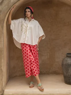 Zoe Sequined Cotton Poncho Shirt